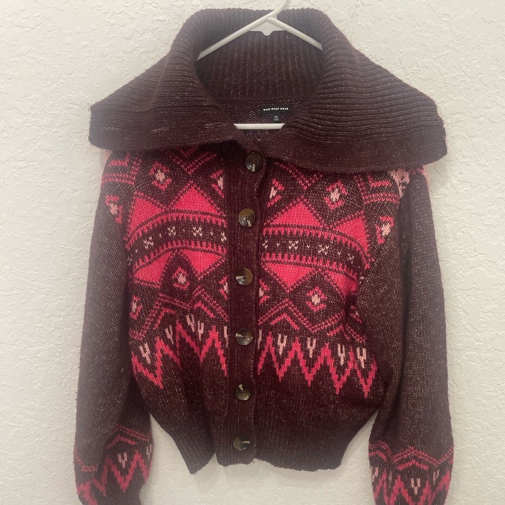 Who What Wear Balloon Sleeve Aztec Sweater